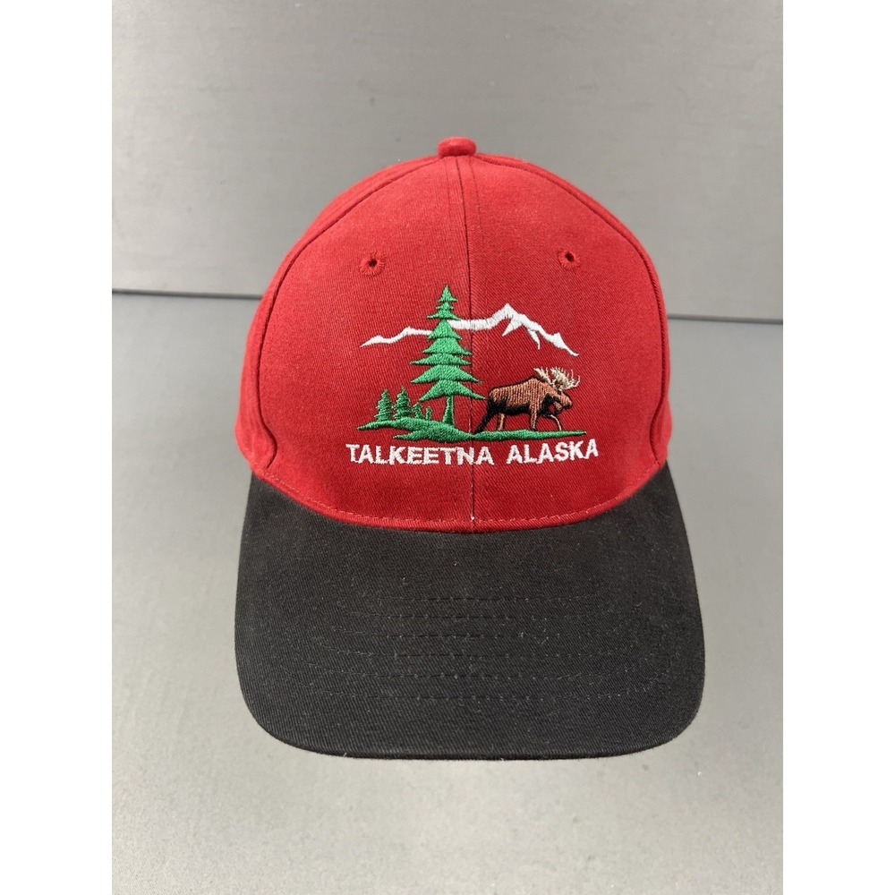 Talkeetna Alaska Hat Cap Strap Red Black Drift Creek Outdoors Moose Men NWOT - Picture 13 of 13
